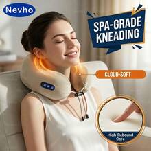 Nevho Portable U-Shaped Memory Foam Neck Massager Featuring 15-Min Smart Auto-Off Ergonomic Travel Pillow With Adjustable Toggle And Bi-Directional Kneading Type-C Rechargeable Massage Device Suitable For Commuting Reading And Home Relaxation - Brown - View 2