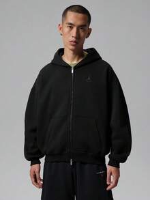 Jordan Men's AS M J BRK OVZ FLC FZ BB Knit Sweatshirt Sweatshirt IM8932-010 - Black - View 1