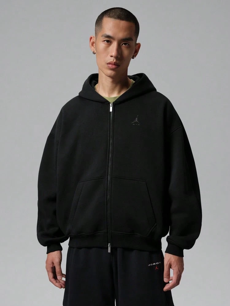 Jordan Men's AS M J BRK OVZ FLC FZ BB Knit Sweatshirt Sweatshirt IM8932-010 - Black - View 1