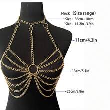 1pc Sexy X-Shaped Cross Body Chain Jewelry, Gold & Silver Bohemian Chest Chain, Beach Bikini Vacation Accessory, Perfect Gift Choice - Multicolor - View 4