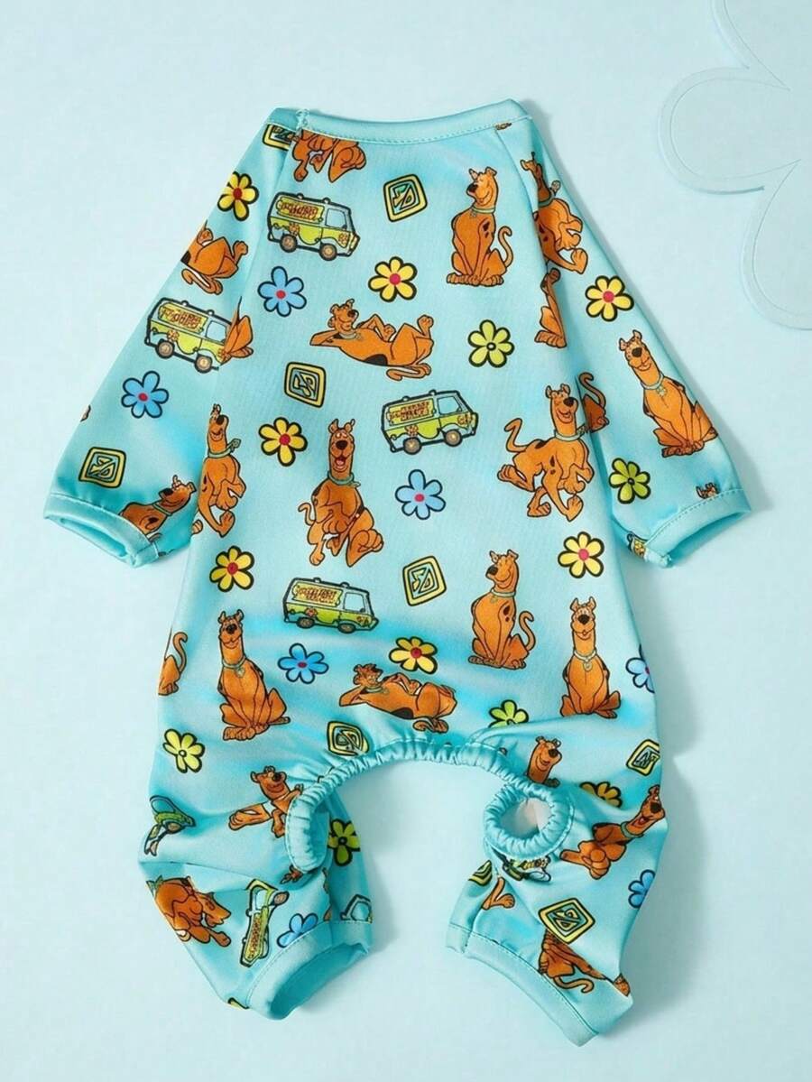 SCOOBY-DOO X PETSIN 1 قطعة بدلة حيوان أليف لطيفة باللون البني بطبعة جرو وزهور وحروف سيارة، تصميم واقي معصم مضاد للشعر، قماش بوليستر مسامي، مضاد للبراغيث، تساقط أقل، مقاوم للحرارة، مناسب للقطط والكلاب - متعدد الألوان - مشاهدة 1