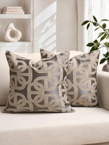 1 Piece Luxury Decorative Throw Pillow Cover Set, Textured Geometric Square Design, Suitable For Sofa, Living Room, Bedroom, Farmhouse, Also As Gifts - Taupe-beige - View 9