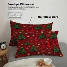 3pcs Christmas Duvet Cover Set (1 Duvet Cover + 2 Pillowcases, Duvet Insert Not Included), Christmas Tree And Reindeer Pattern, Breathable Soft Polyester Fabric, Zipper Closure, Bedding Set, Suitable For Bedroom Decor, Christmas Home Decor - Multicolor - View 7