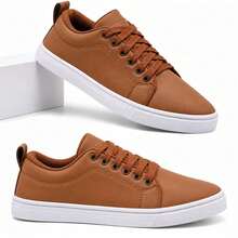 Tênis Masculino Sneaker Casual Social Confortável Sola Alta Leve Macio Estiloso Dia a Dia 2027 - Caramelo - Visão 8