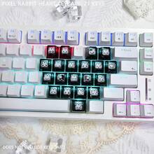 Pixel Rabbit Heart Keycaps 21 Keys DIY Cute Transparent Light-Transmitting PC Material Original Height Compatible With Mechanical Keyboards - View 9