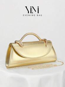 YMI STYLE Gold Fashion Luxury PU Leather Clutch, Snake-Shaped Handbag Design, Charming/Exquisite Wedding Clutch, Suitable For Evening Wear, Artificial Leather Design Handbag/Wedding/Ball, Equipped With Metal Chain, Showcasing Elegant Lady Style - Gold - View 2