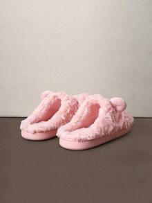 Hatastic Cute Cartoon Sheep Design Plush Slippers, Warm Indoor Home Wear For Women, Girls, Couples In Autumn/Winter - Pink - View 4