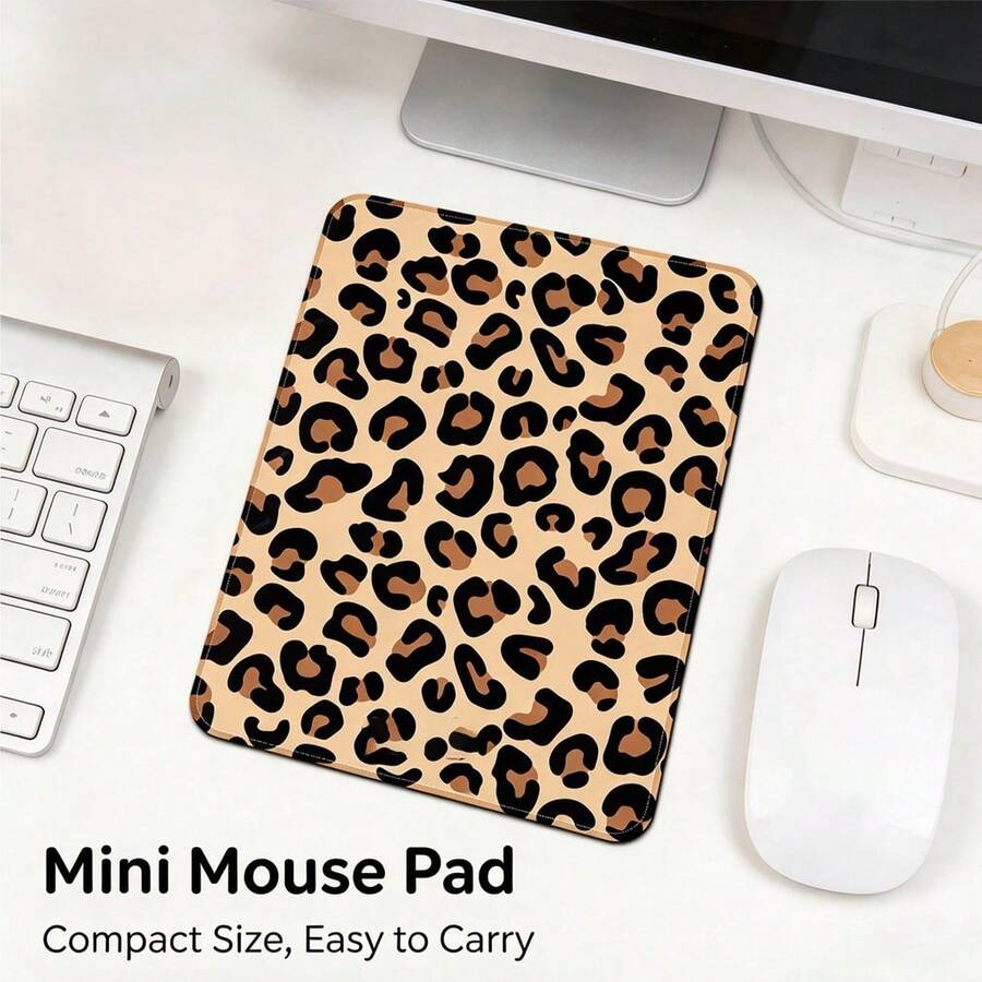 Mini Pink Brown Gray Leopard Print Office Mouse Pad Business Travel ...