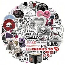 50Pcs Dark Romance Reader Aesthetics Scrapbook Stickers Dark Academia Reading Book Gifts Vinly Waterproof Stickers For Water Bottle,Computer,Laptop,Phone,Luggage,Notebook,Frid - Multicolor - View 2