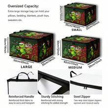 The Grinch 1pc Christmas Clothes Storage Bag, Holiday Storage Supplies, Christmas Storage Box, Festive Storage Bag, Grinchmas Gift, Clothes Storage Organizer, Cartoon Storage Container, Holiday Storage Basket, Foldable Storage Box, Funny Christmas Storage, Home Organizer - Green - View 7