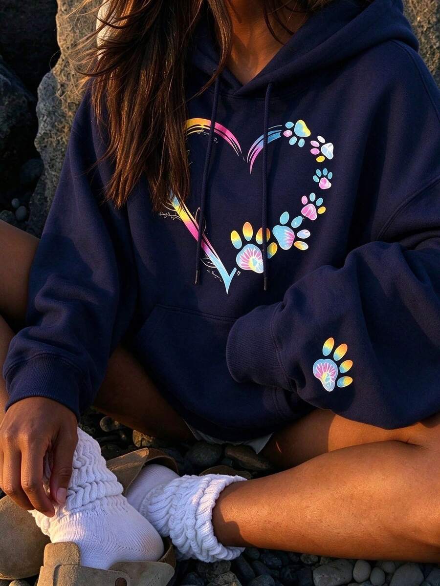 Gradient Rainbow Pattern Sweatshirt, Long Sleeve Drawstring Pullover, Cute Streetwear Top Y2K Aesthetic Sweatshirt