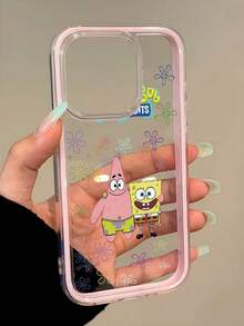 SpongeBob SquarePants 1 قطعة إسفنجة سعيدة، طفل، نمط زهور، كتل ألوان 2 في 1 بطانية هاتف مقاوم للصدمات، مادة TPU، مناسب كهدية عطلة، متوافق مع أجهزة Apple XS/XS Max/XR/11/12/13/14/15/16 Pro/Pro Max/14/15/16 Plus/17/18 Pro/18 Pro Max، للجنسين - متعدد الألوان - مشاهدة 3