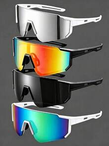 Paquete múltiple de gafas deportivas de moda para hombre con marco grande y lente de una sola pieza, con recubrimiento de colores y , universal para ciclismo y conducción - Multicolor - Ver 6