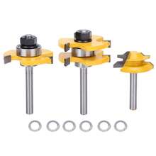 3-Piece Stile Router Bit Set, 45° Router Bit + 3-Tooth T-Shaped 1/4" Shank Wood Cutting Tool - A - View 4