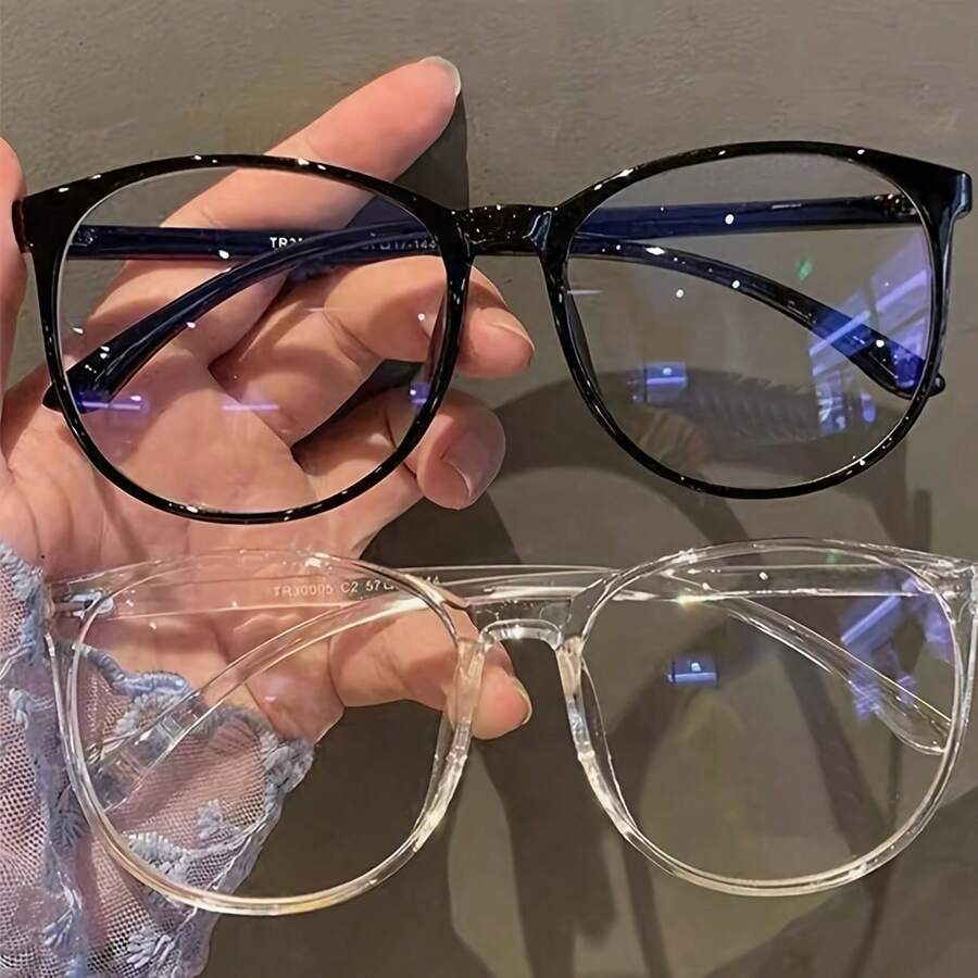 1pc Unisex Plain Lens Computer Retro Round Glasses Frame - Multicolor - View 1
