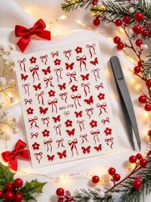 2/1pc Christmas Warm Tone Face Decoration Sticker Set, Nail Stickers Set, Gingerbread Man, Snowman, Candy, Sock Pattern Facial Decoration Sticker Set With Tweezers, Holiday Party Makeup Accents, Face Stickers - Multicolor - View 4