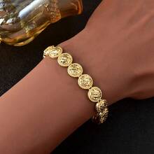 1pc Vintage 14K Gold Plated Copper Shiny Fish Scale Round Bead Tennis ...