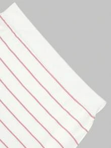 UREREM 女款條紋拼色休閒優雅派對開衩沙灘背心上衣與裙子兩件套，夏季修身針織面料 200g - 白粉 - 查看 7