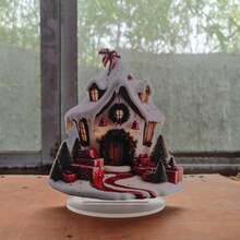 Christmas Tree Shaped House 2D Acrylic Flat Home Living Room Holiday Desktop Decor Assembly Prop - A - View 8