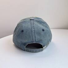 1pc Washed Distressed Denim Baseball Cap, Unisex Personalized Embroidered Letter Ripped Duck Bill Hat, Casual Versatile Outdoor Sports Daily Wear - Multicolor - View 3