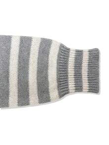 Women's Striped Knit Sweater, Round Neck Dropped Shoulder Long Sleeve Loose Short Pullover, Black Beige Grey - Multicolor - View 8