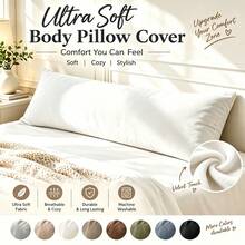 1PC Velvet Long Pillowcase, 20x54 Inch Soft Plush Sleeping Pillow Cover With Zipper, Long Bed Pillow Protector Case, Pillow Insert Not Included - Beige - View 9