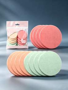 12Pcs Round Facial Cleansing Sponge, Soft Makeup Remover Sponge, Same Style, Gentle Exfoliating Skincare Sponge, Same Style, Random Color - Multicolor - View 6
