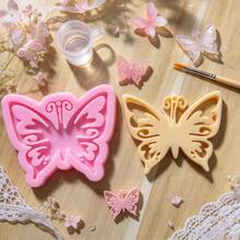 1pc 3D Hollow Butterfly Shaped Silicone Mold, Handmade Keychains, Hanging Decorations, Resin And Clay Products, Simple Demolding, Reusable Silicone Mold. - Pink - View 5