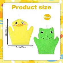 1/2/3pcs Cute Animal Frosted Bath Gloves, Frog & Duck Pattern Bath Scrubbing Mitts, Soft Gentle Massage Bath Brush, Quick-Dry Bathroom SPA Accessories, Fun Bathing Essentials For Adults - View 7