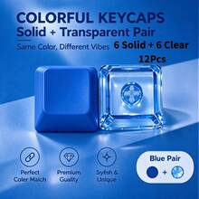 XDA Keycap Set Solid And Transparent Pair Red Blue 12 20 40Pcs Cross Stem PC Material For Mechanical Keyboard Decoration Gaming Setup And Typing Upgrade - View 11