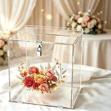 Premium Customized Transparent Acrylic Wedding Card Box, Crystal Clear Texture, High-End And Elegant, Pressure-Resistant, Shatterproof, Sturdy And Durable, Romantic Atmosphere, Suitable For Wedding Banquets And Thank-You Parties, Used To Collect Guest Greeting Cards And Red Envelopes, Creating An Exquisite And Romantic Wedding Welcome Decor - 1PC - View 1