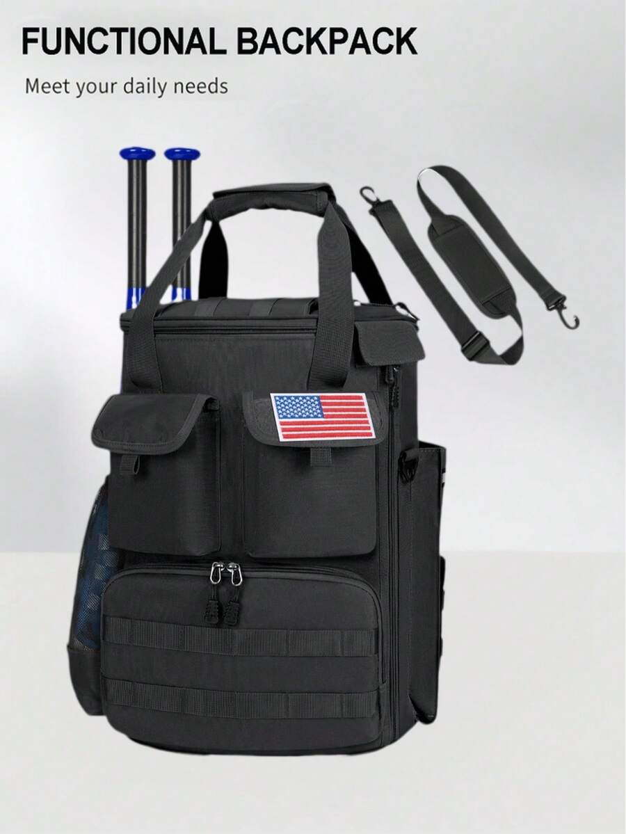 Baseball Bucket Bag Baseball Coaches Accessories Organizer, Insulation Pocket, Anti-Slip Bottom, Multiple Pockets For Bat, Gloves, Scoreboards