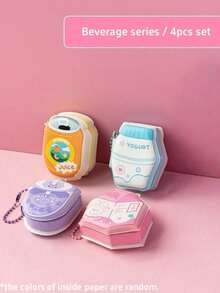Super Mini Sticky Notes 4pcs/Box Or 1pc Random, Portable Chain Sticky Note Stickers, Cute Sticker Stationery, Suitable For Office School, Back To School Gift - Multicolor - View 16