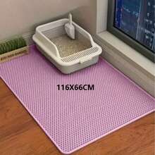1pc Honeycomb Double Layer Cat Litter Mat, Waterproof Urine-Proof Litter Trapping Mat, Non-Slip Washable Floor Protector Pad For Cat Litter Box, Soft Durable Pet Cat Accessory - Pink - View 8