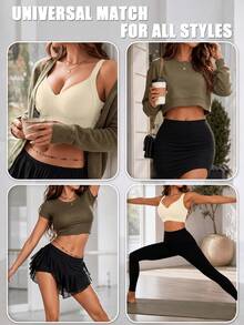 5-Piece Plus Size Sports Bra Set, Breathable And Seamless For Women. Full Coverage Design, Non-Slip Material, With Lift And Support Features - Multicolor - View 7