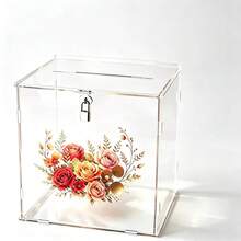 Premium Customized Transparent Acrylic Wedding Card Box, Crystal Clear Texture, High-End And Elegant, Pressure-Resistant, Shatterproof, Sturdy And Durable, Romantic Atmosphere, Suitable For Wedding Banquets And Thank-You Parties, Used To Collect Guest Greeting Cards And Red Envelopes, Creating An Exquisite And Romantic Wedding Welcome Decor - 1PC - View 3
