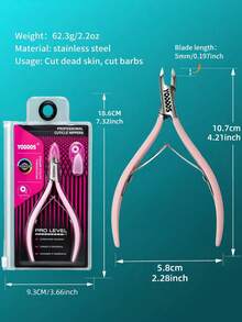 1pc Pink Round Tip Ultra Sharp Cuticle Cutter - Precise Manicure & Pedicure Tool, Stainless Steel Blade, Portable Design, Fragrance-Free, Skin Care, Nail Supplies, Cuticle Nipper, Nail Cutter - Pink - View 5