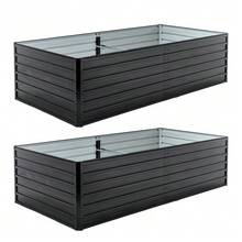 حوض حديقة معدني مرتفع كبير، صندوق زراعة 219x112x64 سم بقاعدة مفتوحة، طقم حوض زهور من الفولاذ شديد التحمل، مقاوم للطقس والصدأ للخضروات والأعشاب والزهور والفناء - أسود - مشاهدة 11