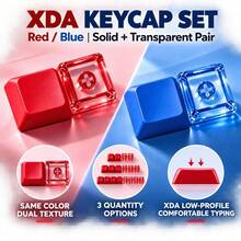 Transparent And Solid PC Keycap Set XDA Profile Red Blue 12 20 40Pcs With Free Puller Cross Stem For Typing Upgrade And Keyboard Decoration - View 3