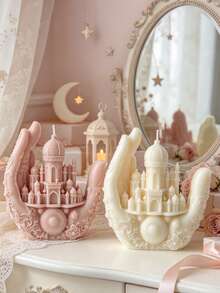 1PC Moon City Silicone Mold, Easy Release And Stable Shaping, Suitable For Resin Casting, DIY Resin Decorative Ornament, Atmospheric Home Decor, Handmade Creative Gift, Gift, Handmade, Candle Making, Home Decor - A - View 2