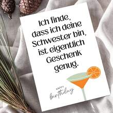 1/3sets Funny German Birthday Greeting Card, Elegant Wine Glass Design With Cocktail, Simple And Touching Text, High-Quality Paper Card For Birthday Party Decorations, Perfect Birthday Gift For Sisters - A - View 5