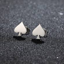 1pair Spade Earrings, Stainless Steel Poker Earrings, Minimalist Daily Jewelry Gift For Women Men - GED414 - View 13