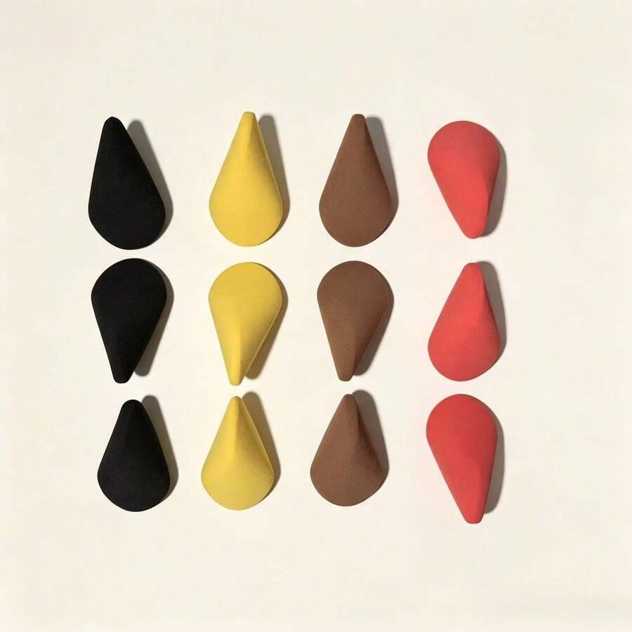 Mini Dual-Head Fan-Shaped Makeup Sponge Set, Multiple Colors Available, Hydrophilic Polyurethane Material, Expands When Wet, Suitable For Foundation, Concealer, Setting Powder, Beginner-Friendly - Multicolor - View 1