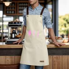 1pc H-Shaped Double Shoulder Strap Oil-Proof Stain-Resistant Polyester Apron, Funny Text "BBQ King" Slogan Print Rectangular Apron With Front Pocket, Suitable For Kitchen Cooking, Baking, BBQ, Party, Holiday Gift - Multicolor - View 6