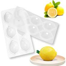 6-Cavity Lemon Silicone Mold, 3D Fruit Shape Baking Mold - Non-Stick Easy Release For Mousse Cake Chocolate Pudding Jelly Dessert (Lemon) - Multicolor - View 8