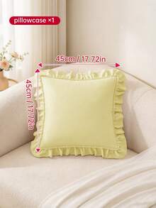 HONEYMOON 1 pieza Funda de almohada con volantes linda - Tela de poliéster, estilo francés romántico, funda de cojín con volantes (inserto de almohada no incluido), cierre de sobre, resistente a las arrugas, lavable a máquina, decoración del hogar de otoño - Amarillo claro - Ver 9