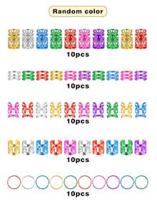 50pcs Multicolour Hair Jewelry For Braids Dreadlocks Beads Hair Rings Hair Clips Adjustable Metal Cuffs For Hair Braids Accessories - Multicolor - View 2