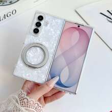 Seashell Texture Phone Case Compatible With IPhone DUO, Compatible With Samsung Galaxy Z Fold 8 Fold 8 Ultra Fold 7 Fold 6,360° Rotatable Folding Metal Kickstand,Multiple Colors Available,Fashion Shockproof Cover For Women Girls - White - View 14