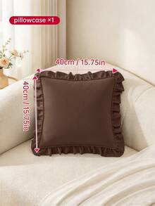 HONEYMOON 1pc Cute Ruffle Pillow Case - Polyester Fabric, Romantic French Style, Ruffle Cushion Cover (Pillow Insert Not Included), Envelope Closure, Wrinkle-Resistant, Machine Washable, Brown, Autumn Home Decor - Brown - View 11