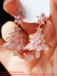 1 Pair Charming Cubic Zirconia Earrings For Women, Wedding, Engagement, Party Jewelry, Christmas Gift - 1# - View 6